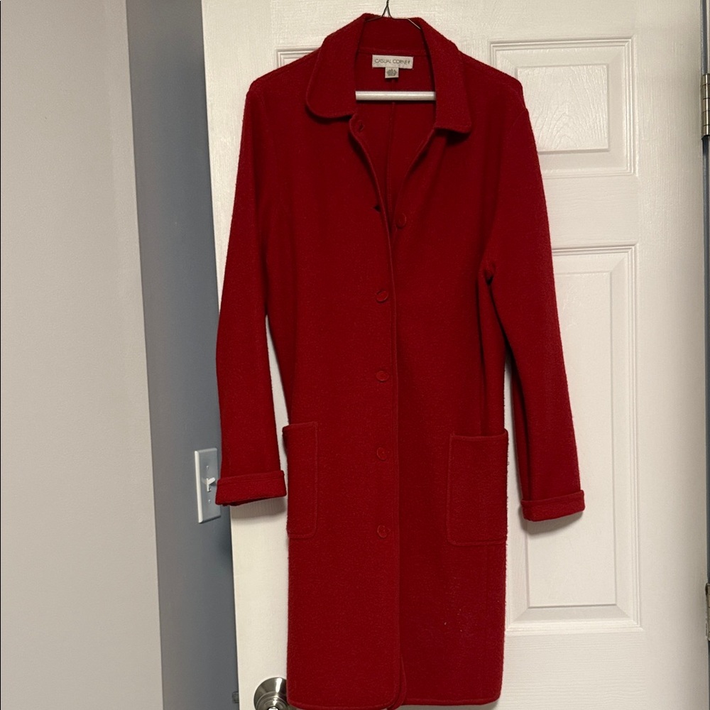 Casual Corner Red Long Trench Coat